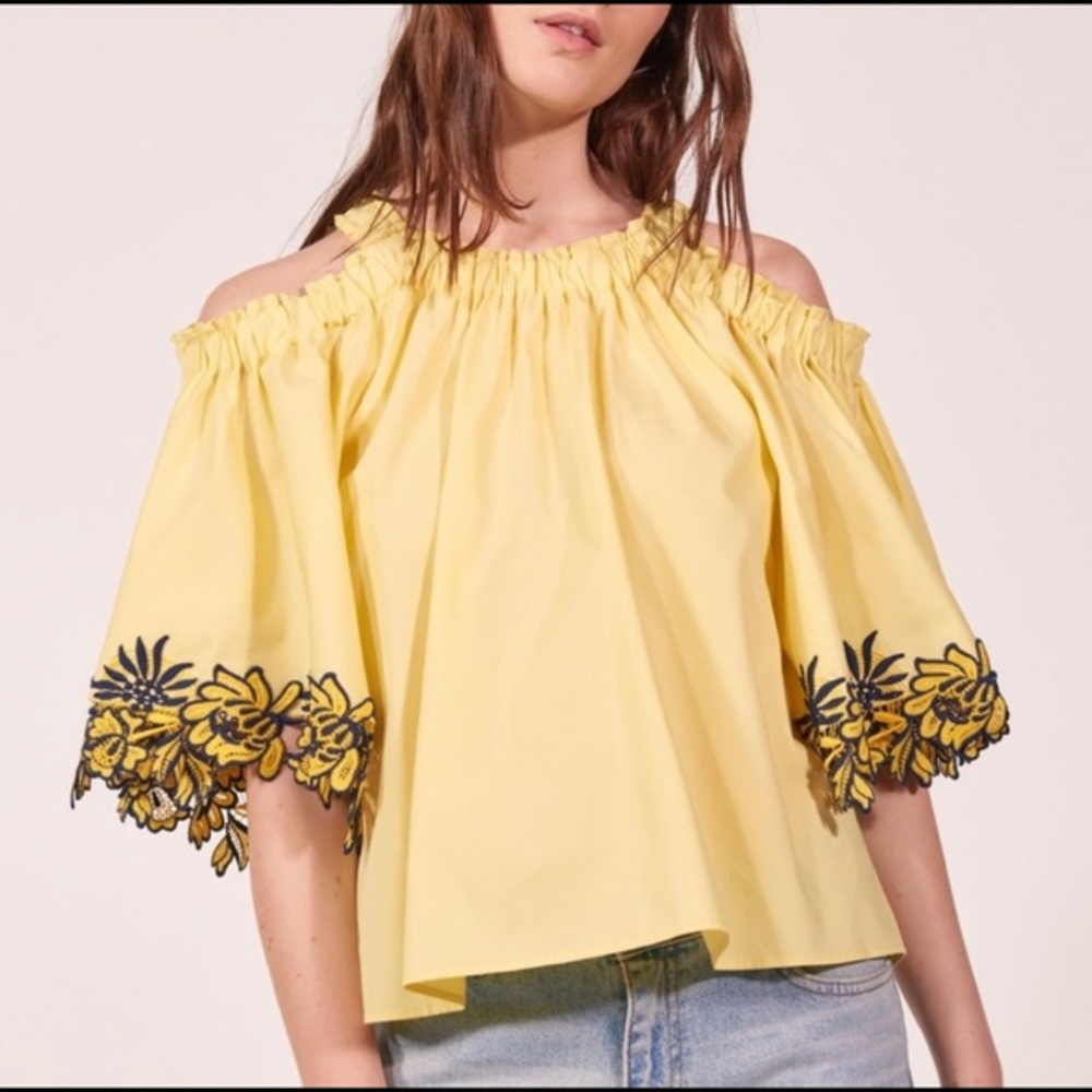 Sandro Embroidered Cold Shoulder Top✨